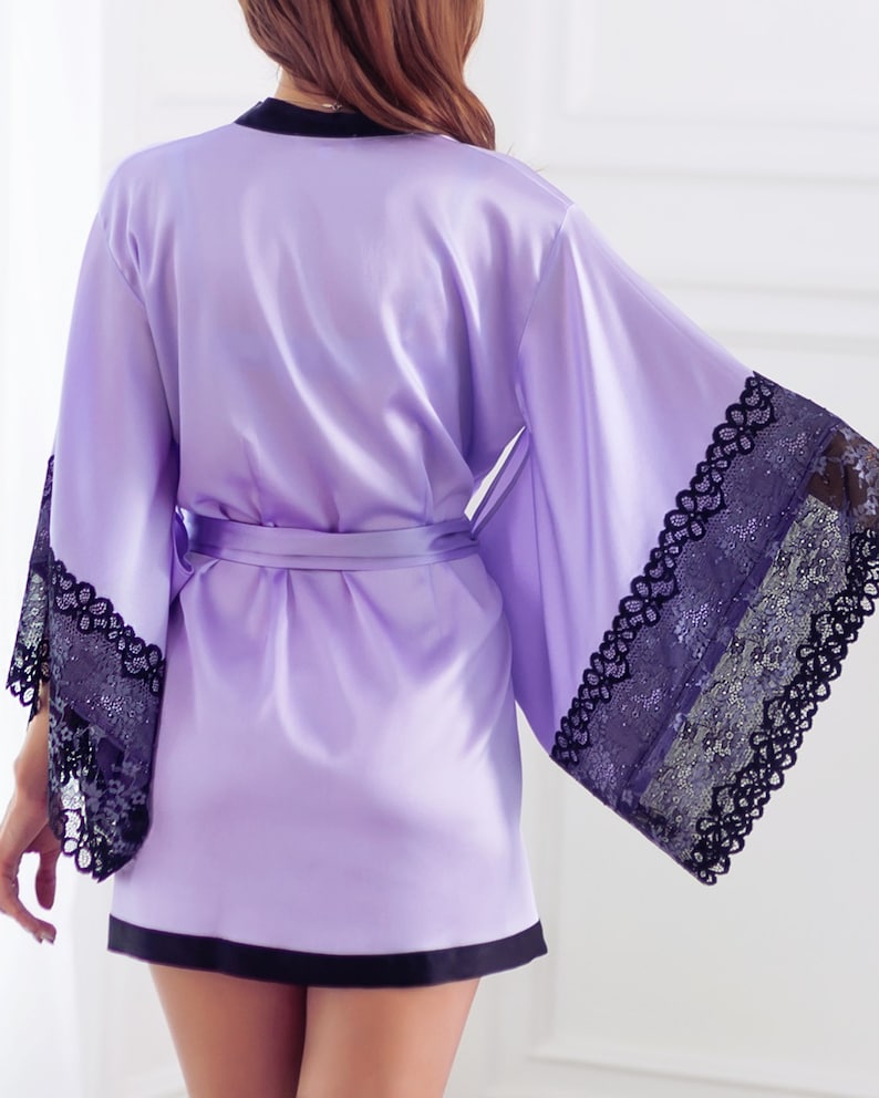 Light Purple silk robe / Lavander Purple Silk kimono robe/Pure Etsy