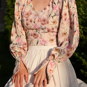 Романтическая летняя блузка/муслиновая блузка/цветочная блузка/хлопковый топ image 3