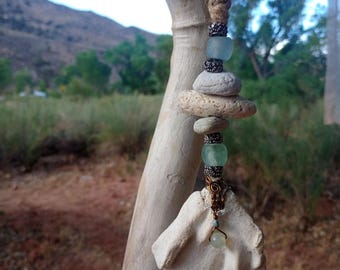 Mermaid Shell Beaded Driftwood Wall Hanger