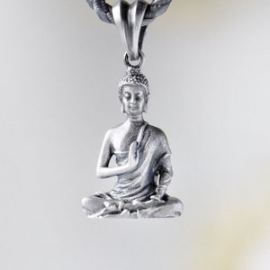 Oxidized Sterling Silver Buddha Pendant: Zen Meditation Necklace