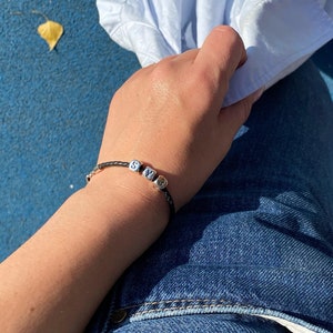 Personalisiertes Würfel Armband - Sterling Silber 925 Perlen - Benutzerdefinierter Buchstabe, Zahl, Symbol Schmuck - Geschenk für Männer, Frauen, Kinder