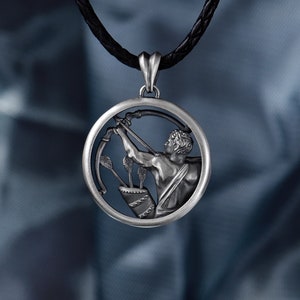 Sagittarius Zodiac. Art Pendant Sterling Silver 925,oxidised.