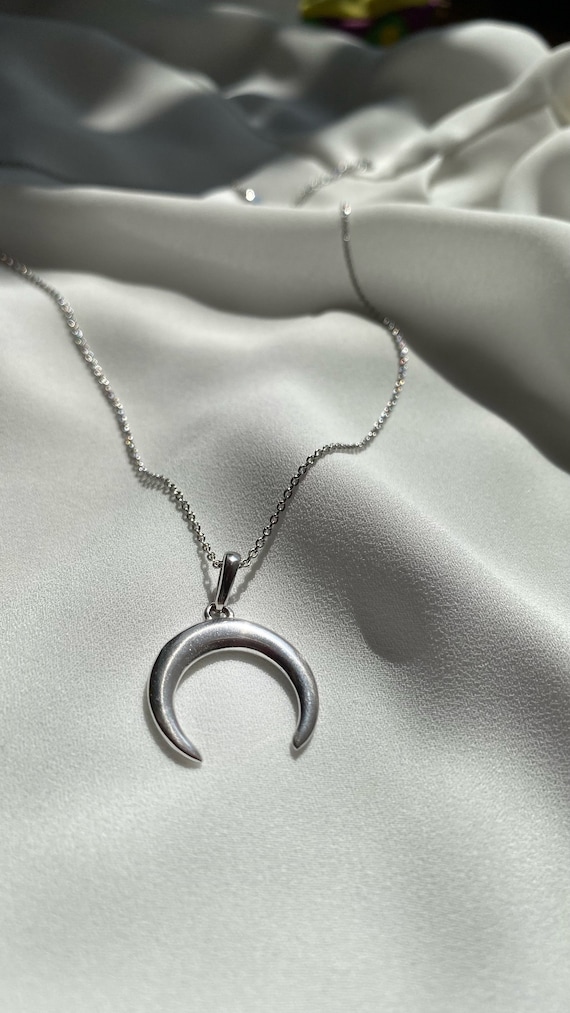 Collana con ciondolo a forma di stella e luna bianca in argento sterling 925 per collane a catena da donna Gioielli in argento 925