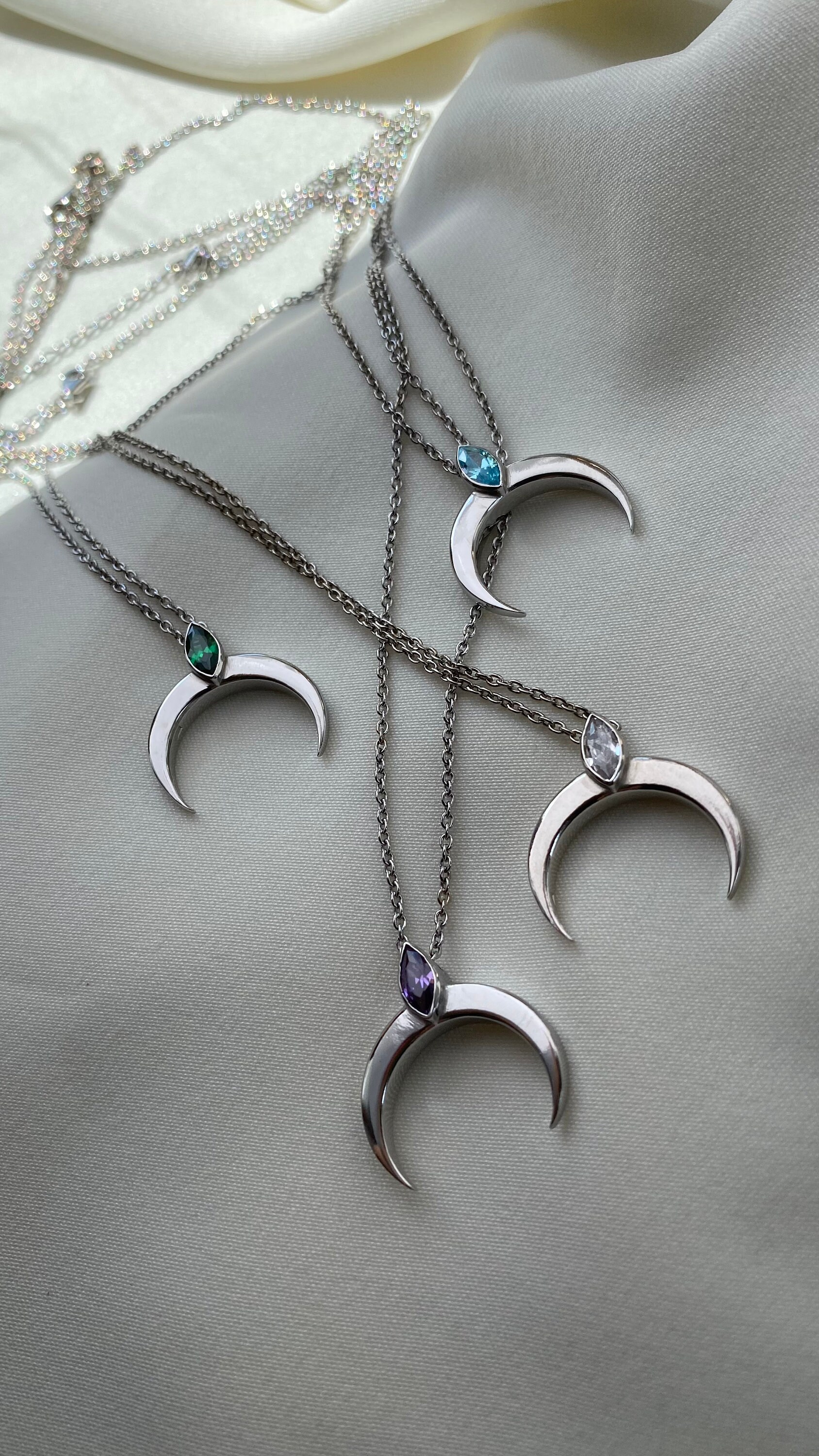 Crystal Crescent Necklace main image 0