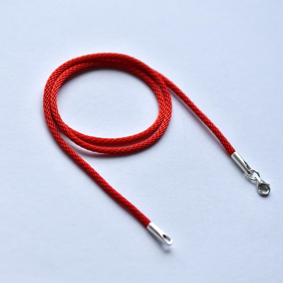 Red Silk Necklace Cord: Sterling Silver Clasp, Water-Resistant Choker