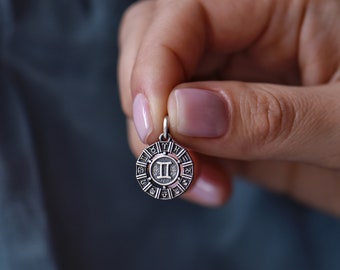 Gemini Pendant Sterling Silver 925,oxidised.