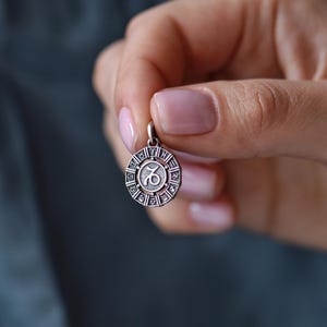 Capricorn Zodiac Pendant – Oxidized Sterling Silver 925 Medallion, Optional Leather or Silk Cord, Gift-Ready