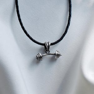Sterling Silver Barbell Pendant – Gift for Athletes & Fitness Lovers