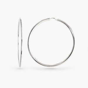 Oversized Flat Hoop Earrings -  Italian Sterling Silver Hoops - 2 1/2 inches Hoops - Flat Hoop Earrings - Italian Hoop Earring - Flat Hoops