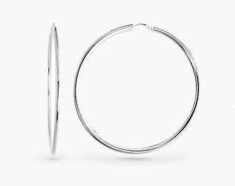 Oversized Flat Hoop Earrings -  Italian Sterling Silver Hoops - 2 1/2 inches Hoops - Flat Hoop Earrings - Italian Hoop Earring - Flat Hoops