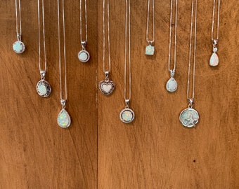 HarperSilver Opal Necklaces for Women,October Gemstone Pendants,Gifts for Her, 14” - 22” Chains, Bridesmaids Presents