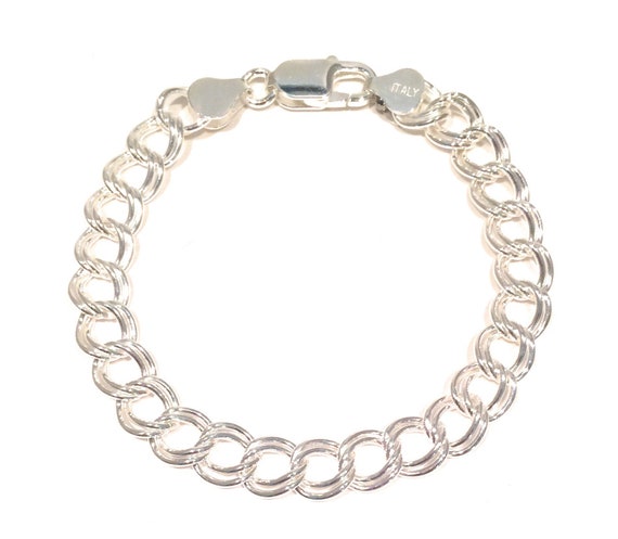 Large Double Link Bracelet 9mm Width Sterling Silver Large Double Link Bracelet 9mm Width Sterling Silver