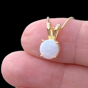 Dainty Opal Pendant Necklace Minimalist Jewelry Gift for Birthday of Best Friend Wife Sister Mom Daughter