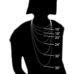 14", 16", 18", 20", and 24" necklace length options.