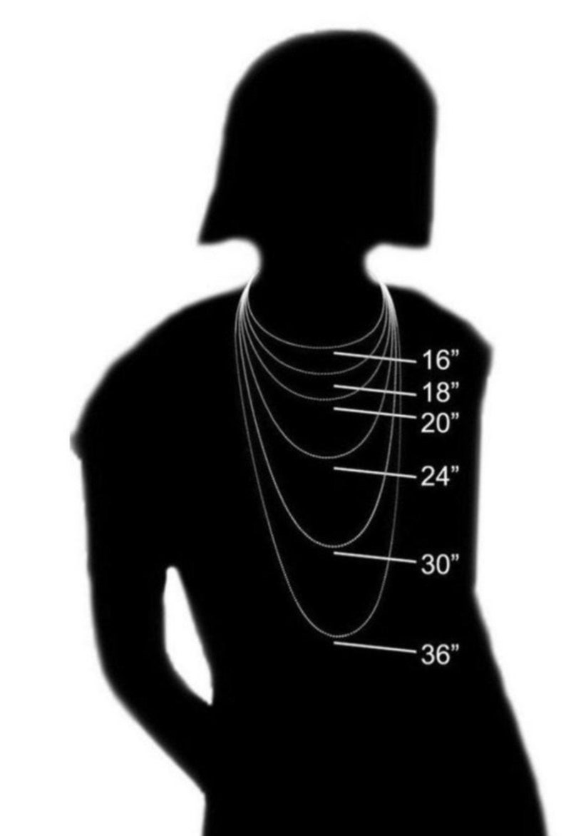 14", 16", 18", 20", and 24" necklace length options.