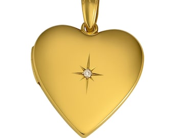 Gold Locket Necklace, Heart Shaped Photo Locket, Gift for Her