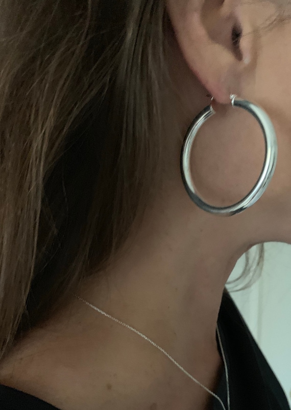 Orecchini Argento 925 A Cerchio - Grandi - Su Ordinazione - UK - Foto 3