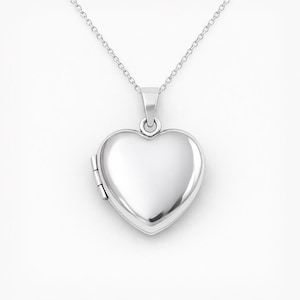 Solid Sterling Silver Heart Locket Necklace / Photo Pendant Jewelry for Valentine’s or Anniversary Gift for Her
