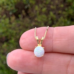 HarperSilver Dainty Opal Gold Necklace for Women Bridesmaids Gifts, October Gemstone Jewelry, Birthstone Present for Daughter