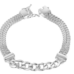 Men’s 9MM Thick Curb Bracelet in Sterling Silver 8”, Birthday Gift for Husband, Boyfriend, Son, Made in Italy