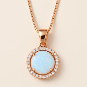 Fire White Opal Necklace Rose Gold • Gift for Her • 16” 18” 20” 22” • Bridesmaid Necklaces