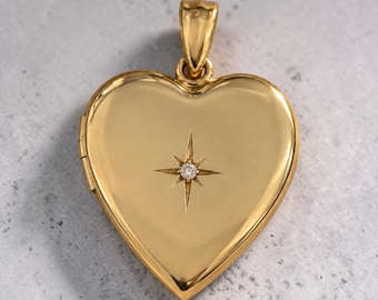 Gold Memory Heart Picture Locket Necklace , Personalized Photo Jewelry, Keepsake Pendant Gift for Her