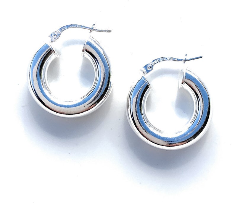 Sterling Silver Thick Hoop Earrings 5mm Tube Chunky Hoops Etsy