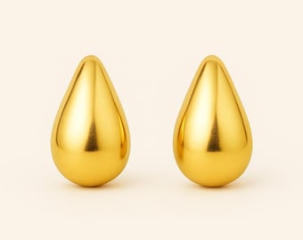 Puffy Gold Teardrop Earrings | Sophisticated Everyday Jewelry | Earring Gift for Someone Special | Lightweight Statement Pieces