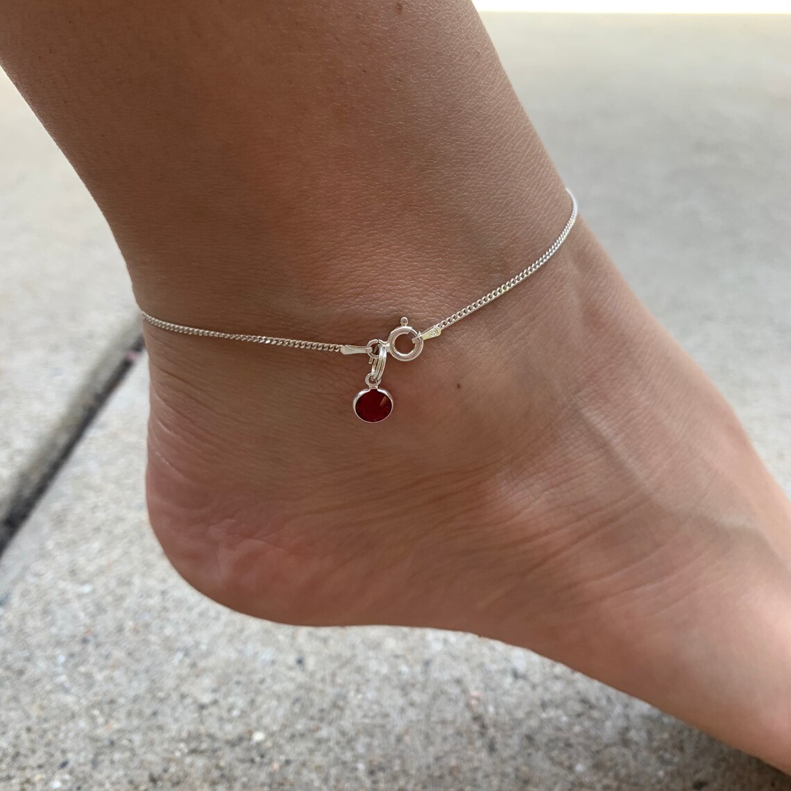 Birthstone Anklet Silver Crystal Ankle Bracelet Custom Etsy