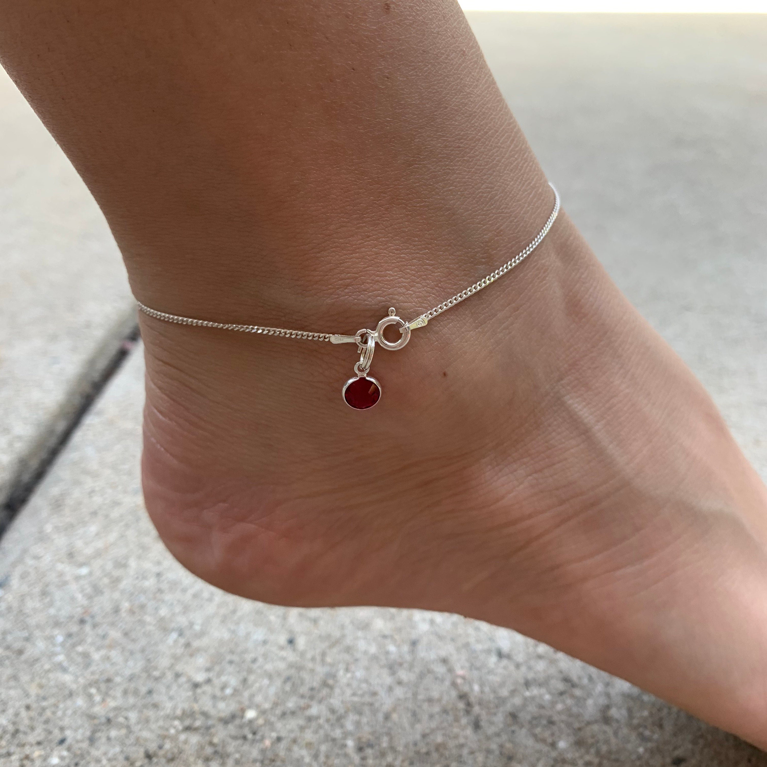 Birthstone Anklet Silver Crystal Ankle Bracelet Custom Etsy