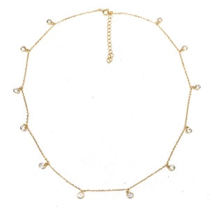Dainty Bezel Necklace, 3 Choices of Finish, Layering Diamond by the Yard, Bridesmaid Gift