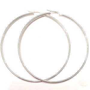 Extra Large Sterling Silver Hoop Earrings, 3” Diameter, 3 Inch Silver Hoop  Earrings - 3” Earring Hoops
