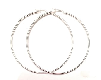 Extra grote sterlingzilveren oorringen, diameter van 3 inch, 3 inch zilveren oorringen - 3 inch oorbellen