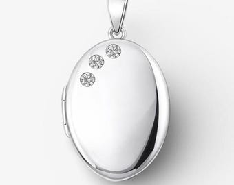Solid Sterling Silver Oval Locket Necklace | Classic Photo Locket Holds 2 Pictures | Personal Gift for Her | Timeless Keepsake Jewelry
