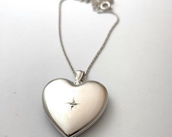 Heart Locket, Solid Sterling Silver Locket, Pendant, Two Photo Locket Necklace, Birthday Day Gift for Women, Minimalist Locket