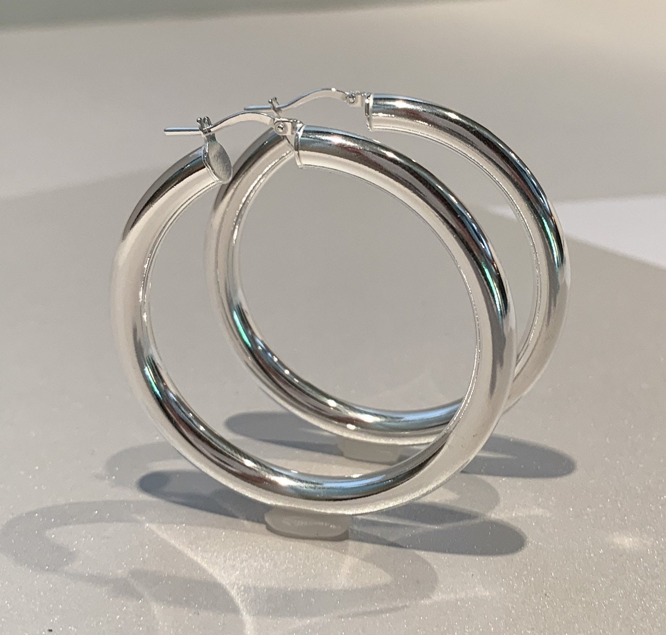 Wide Oversized Hoop Earrings - 925 Italian Sterling Silver - 2” diame…