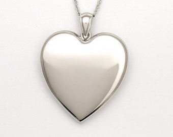 Sterling Silver Heart Locket Necklace, Photo Holder Jewelry for Personalized Pictures and Message, Smooth Shiny Finish, Anniversary Gift