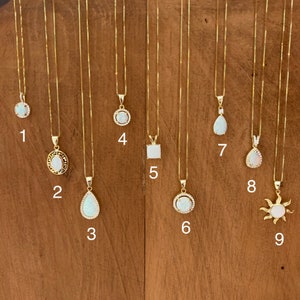 Opal Necklaces for Women in Gold 9 Styles and 6 Chain Lengths From 14” to 22”Bridesmaid Gifts,October Birthday Gift, Opal Jewelry