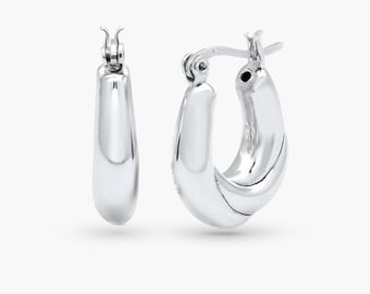 Sterling Silver  1 inch  Hoop Earrings • Layering Everyday Hoops • Jewelry Gift for Her • Chunky Lightweight