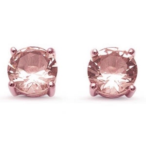 Morganite Earrings Rose Gold, Morganite Studs,  8 Sizes from 3mm to 10mm, Jewelry Gift for Her, Daryl Ann