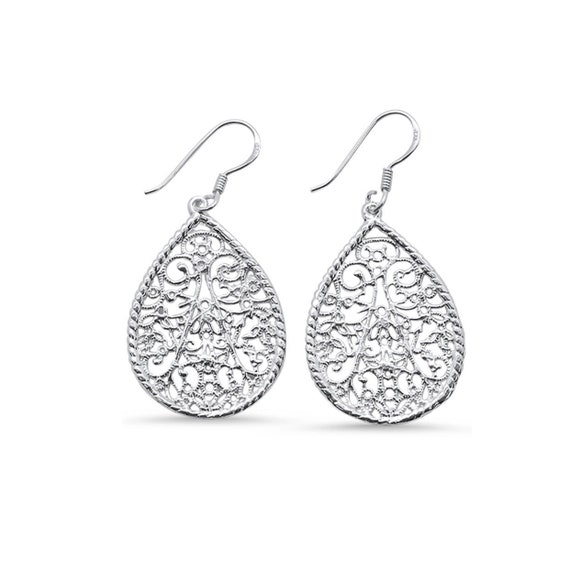 Sterling Silver Filigree Earrings • Filigree Artisan Earrings by Harper Silver • Ornate Dangle Drop Earrings • Mothers Day Gift for Wife