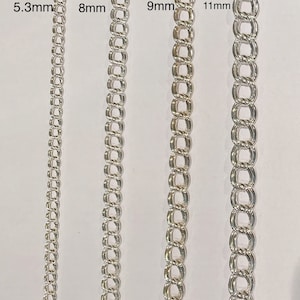 Sterling Silver Charm Bracelet, Double Link Blank Bracelet, 6” to 9” Lengths, 4 Widths, Holds Charms, Christmas Gift for Her