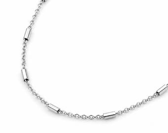 Dainty Sterling Silver Bar Anklet | Italian 925 Silver Ankle Bracelet with Tiny Bars | Adjustable 9” + 1” Ext | Minimalist Gift for Her