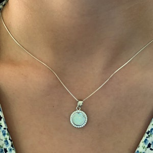 Fire Opal Necklace in Sterling Silver, Birthstone Necklace, Gifts for Mom, Bridal Jewelry, October Birthstone Necklaces