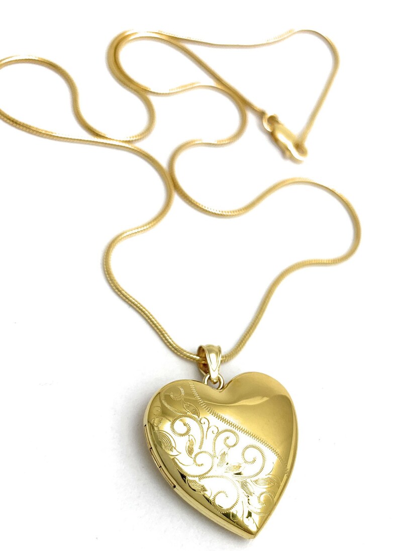 Gold Heart Locket Necklace Victorian Locket Remember a Loved Etsy