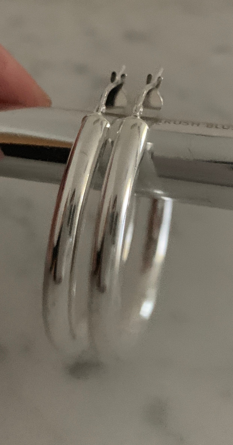 Wide Oversized Hoop Earrings - 925 Italian Sterling Silver - 2” diameter, 6mm Width Tube, Chunk Hoop Earrings image 7