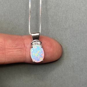 Opal Necklace Sterling Silver, October Birthstone, Necklaces for Women, Birthday Sister Gift, Bridesmaid Gifts, Minimalist Necklaces