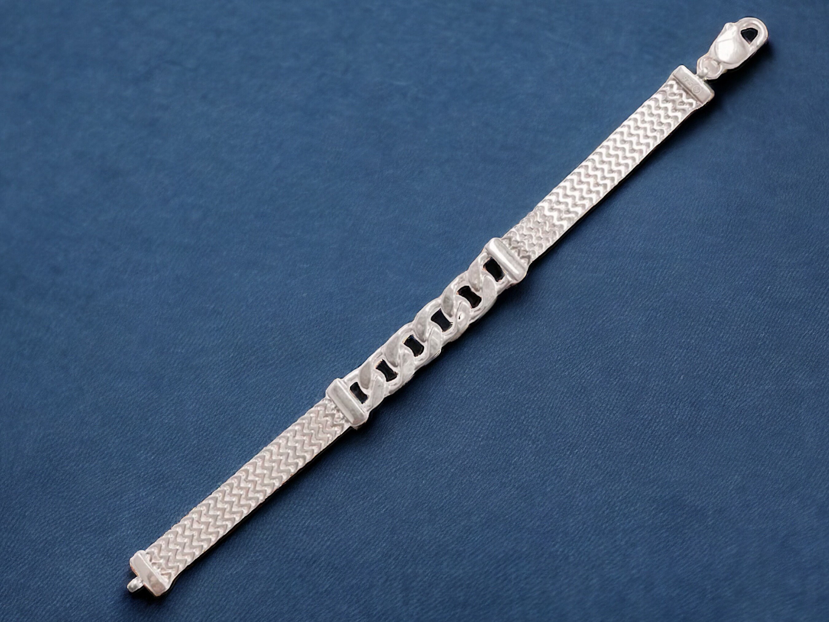 Men's 9MM Thick Curb Bracelet in Sterling Silver 8 Men's 9MM Thick Curb Bracelet in Sterling Silver 8