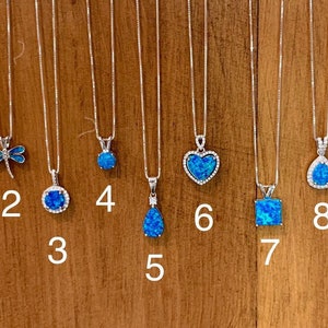 Blue Opal Necklace in Sterling Silver, 9 Styles & 5 Chain Lengths 14” to 22”, Necklaces for Women, Blue Opal Jewelry, October Birthday Gift