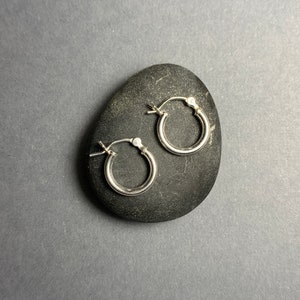 Mini Hoop Earrings of 925 Sterling Silver, 3/8” Little Hoops, Tiny Silver Hoops -15mm Hoops